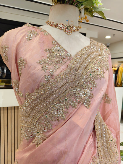 Baby Pink Tissue Saree