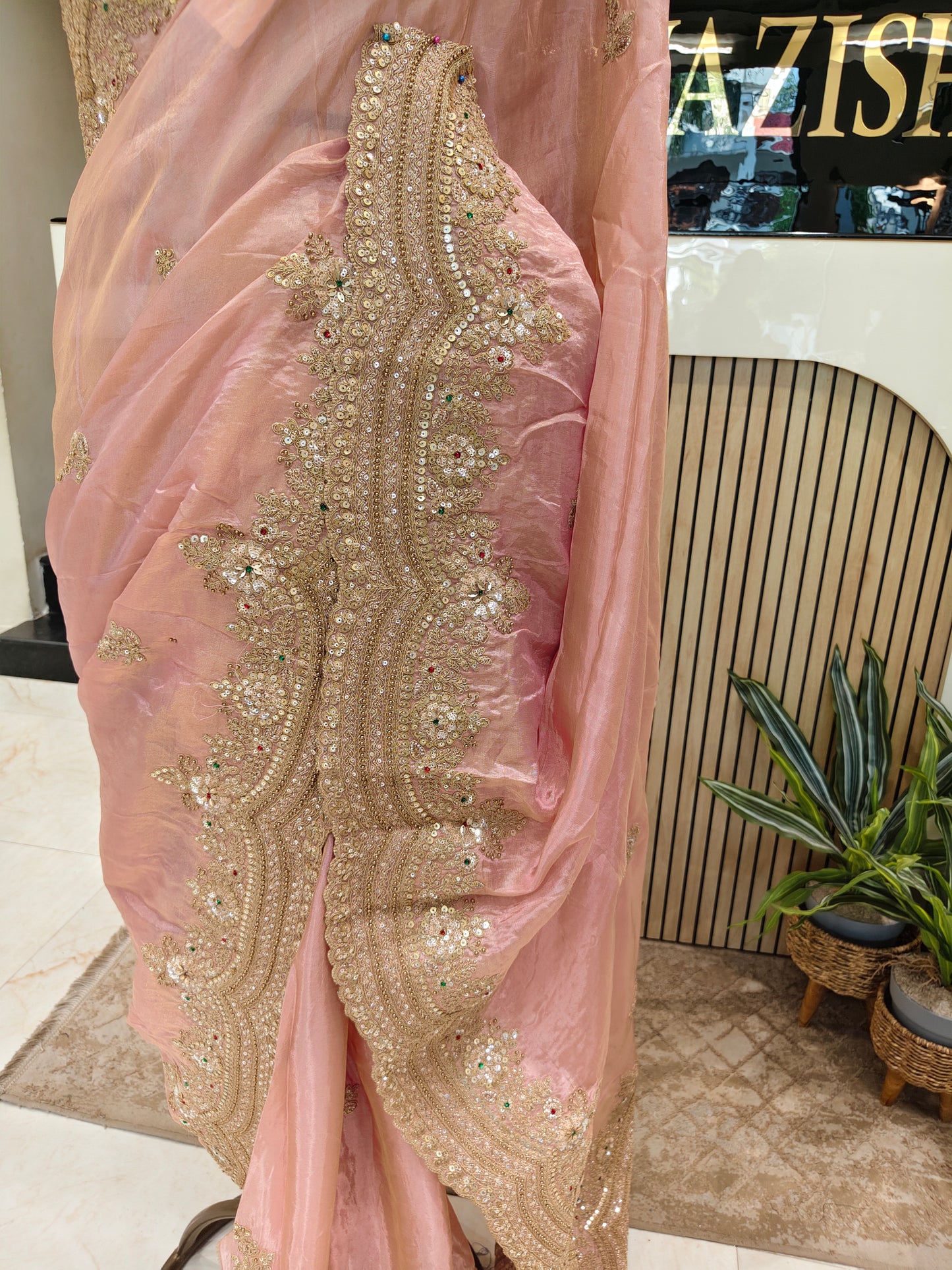 Baby Pink Tissue Saree