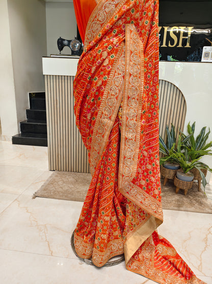 Orange Handwork Saree