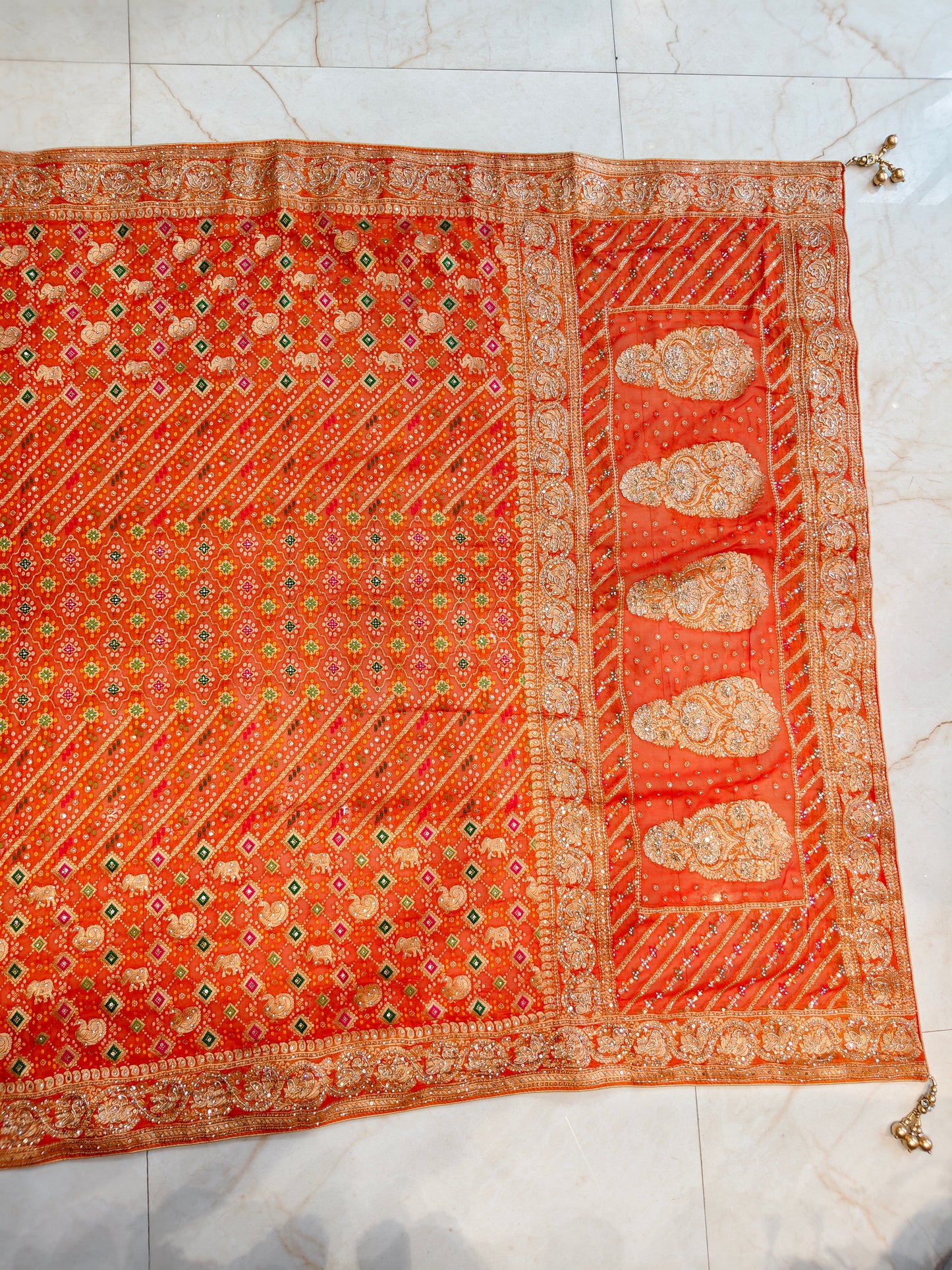 Orange Handwork Saree
