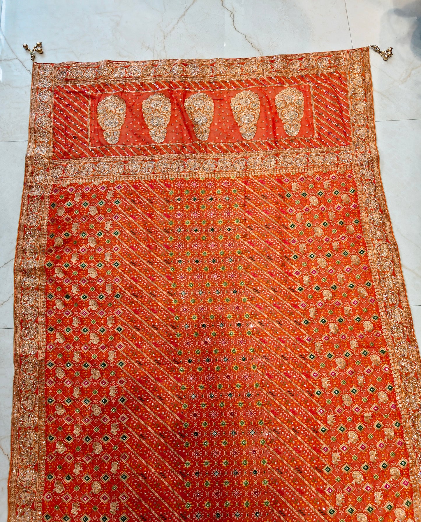 Orange Handwork Saree
