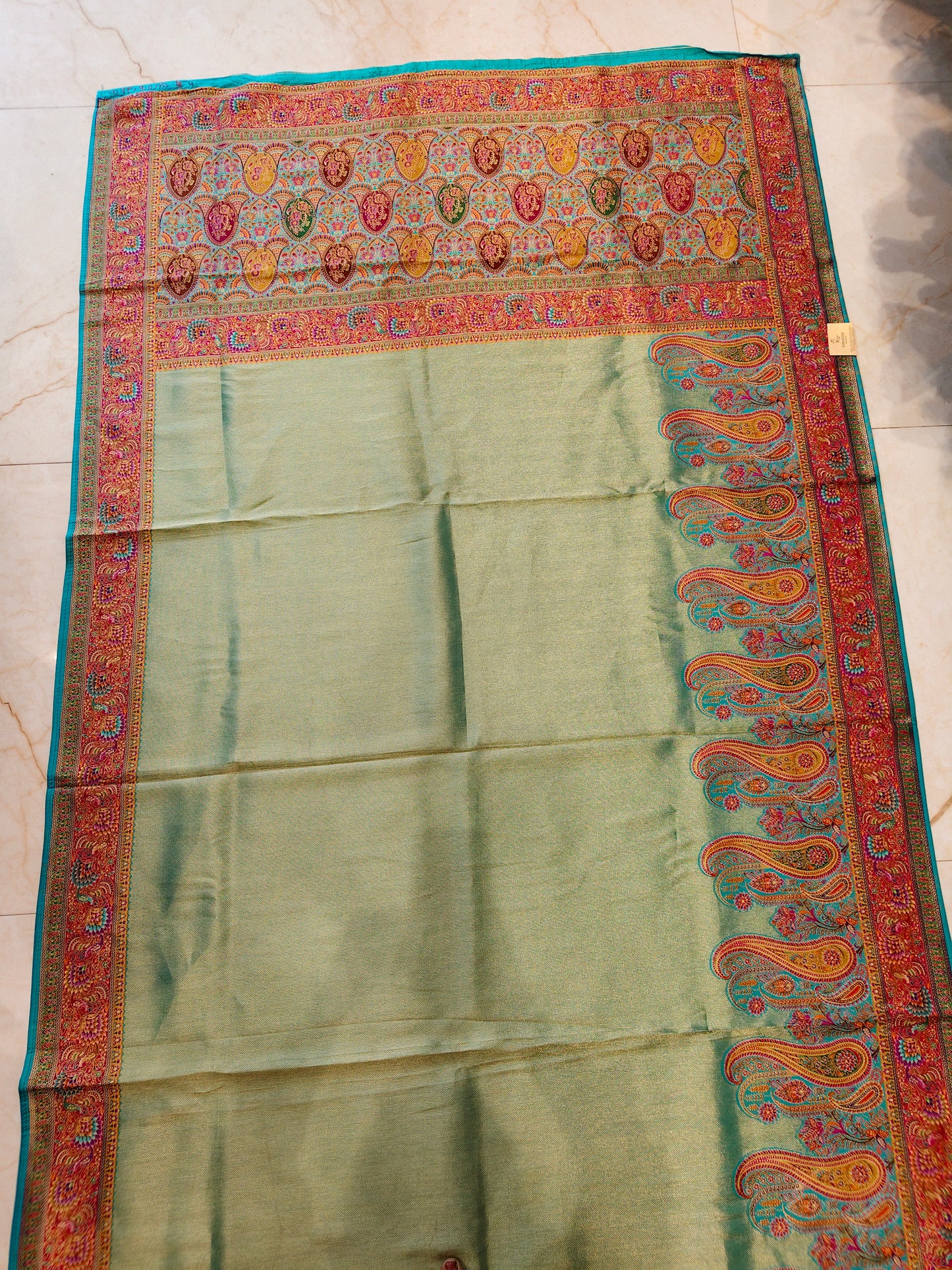 Teal Blue Tissue Saree