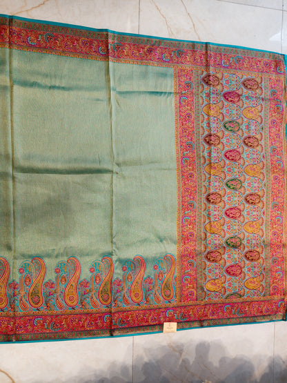 Teal Blue Tissue Saree