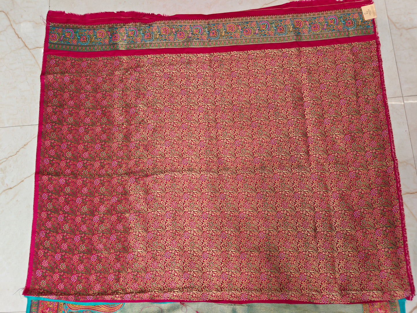 Teal Blue Tissue Saree