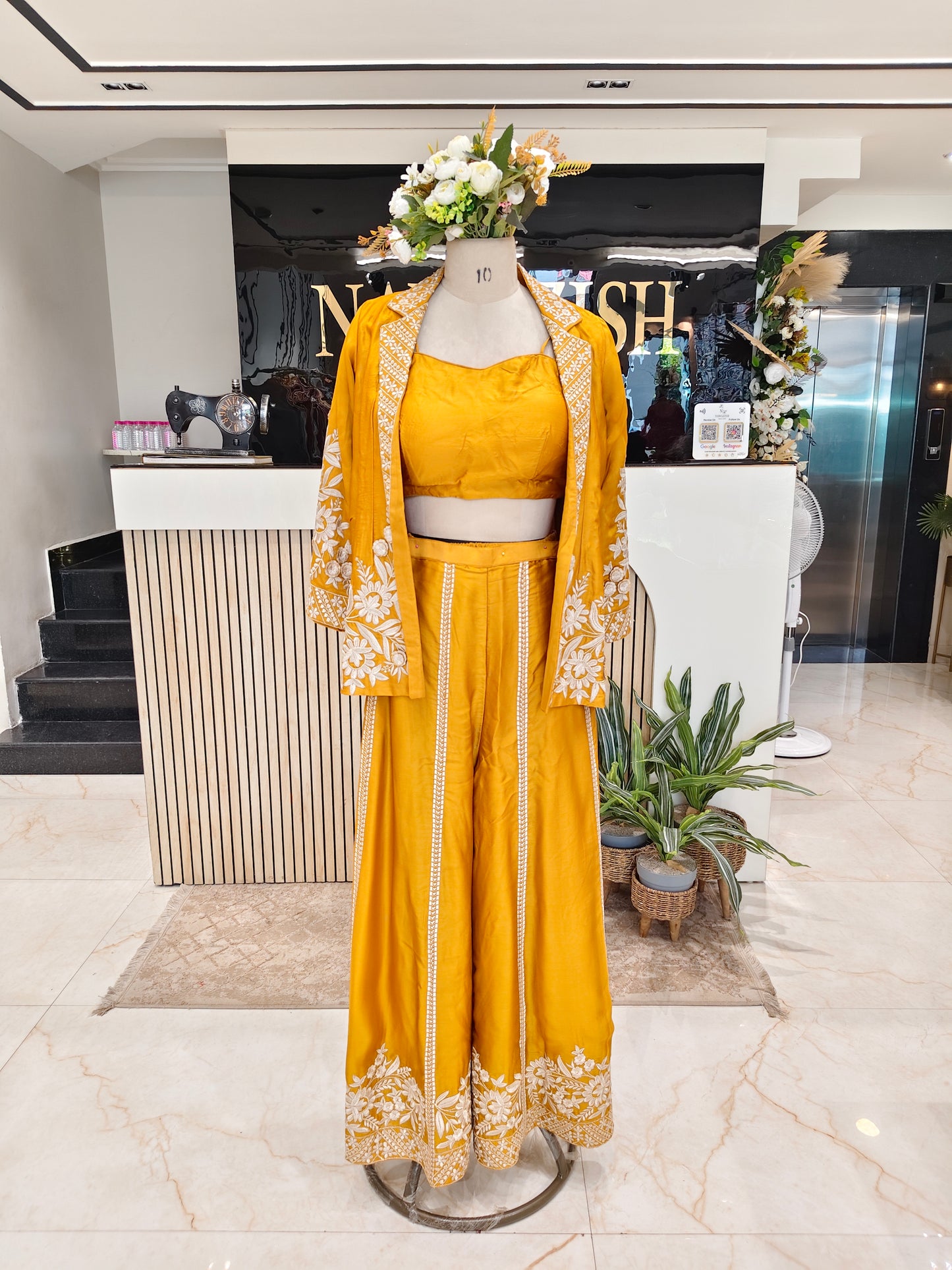 Mustard Silk Palazzo Set