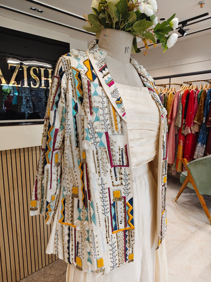 Cream Indo Western Palazzo Set