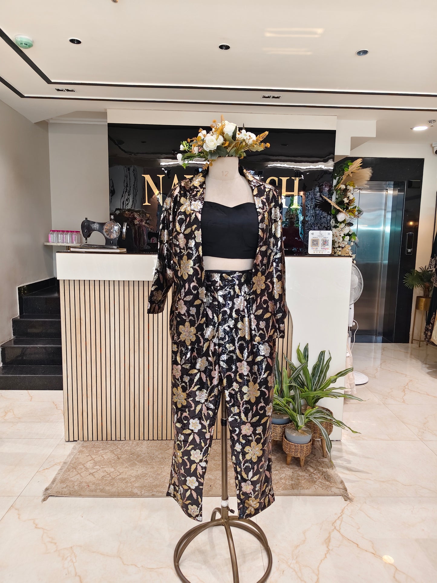 Black Indo Western Pant Set