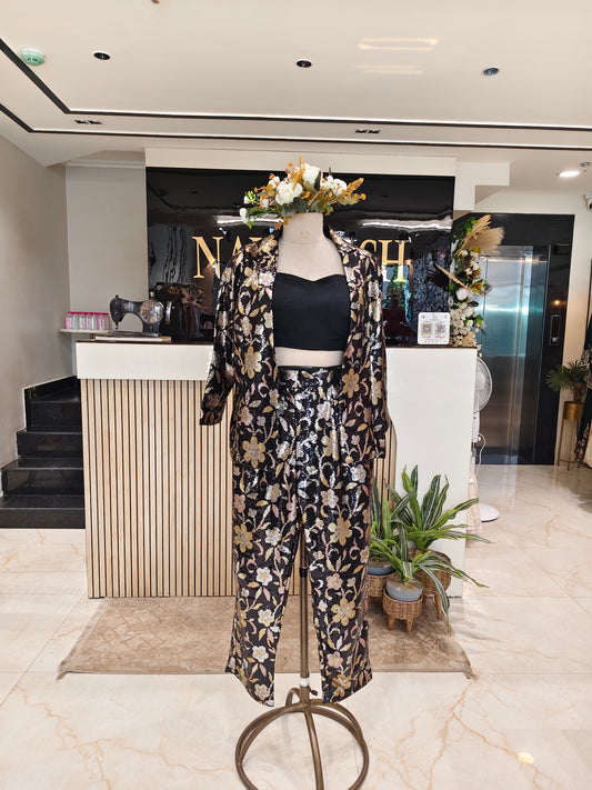 Black Indo Western Pant Set