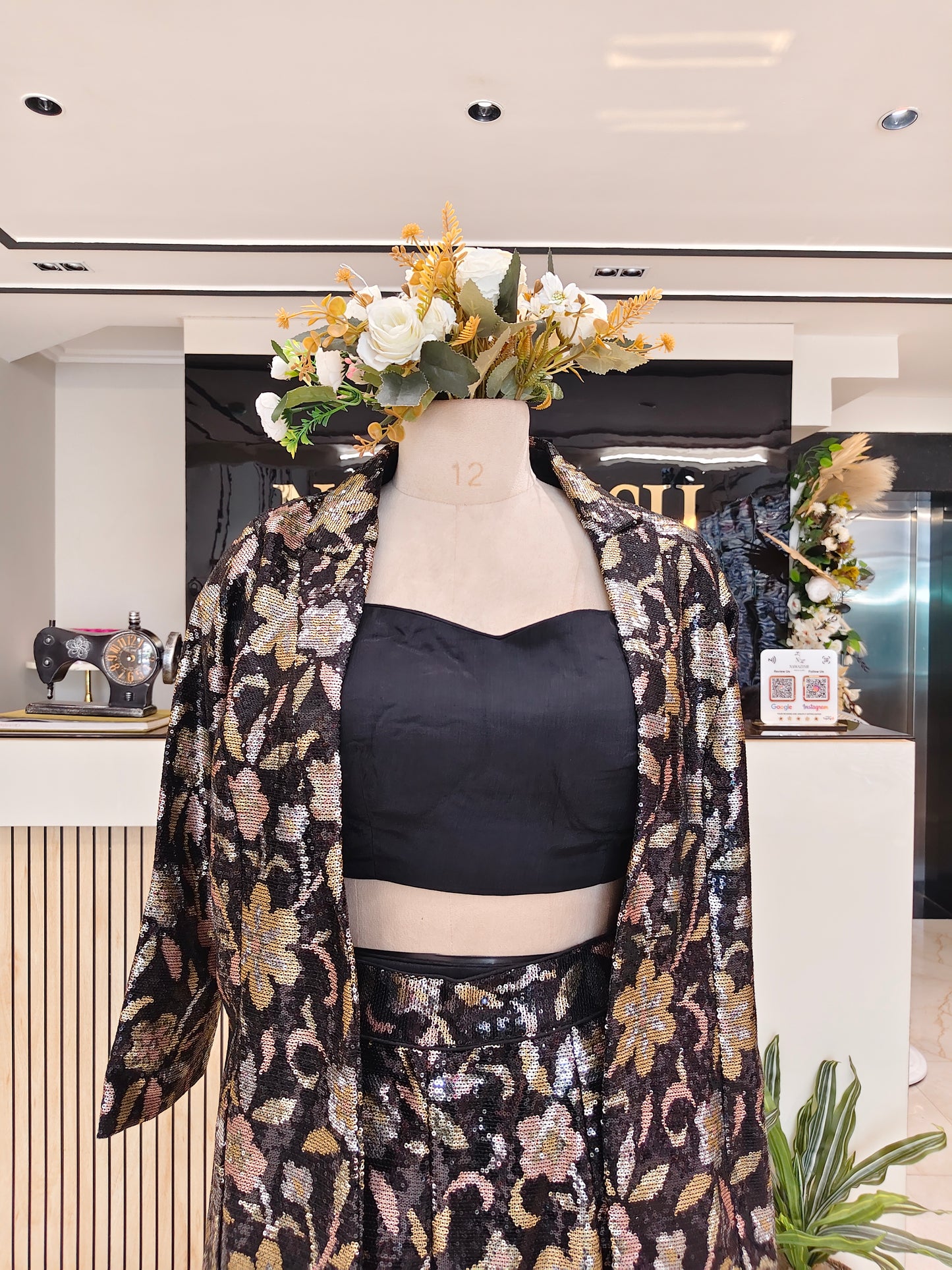 Black Indo Western Pant Set