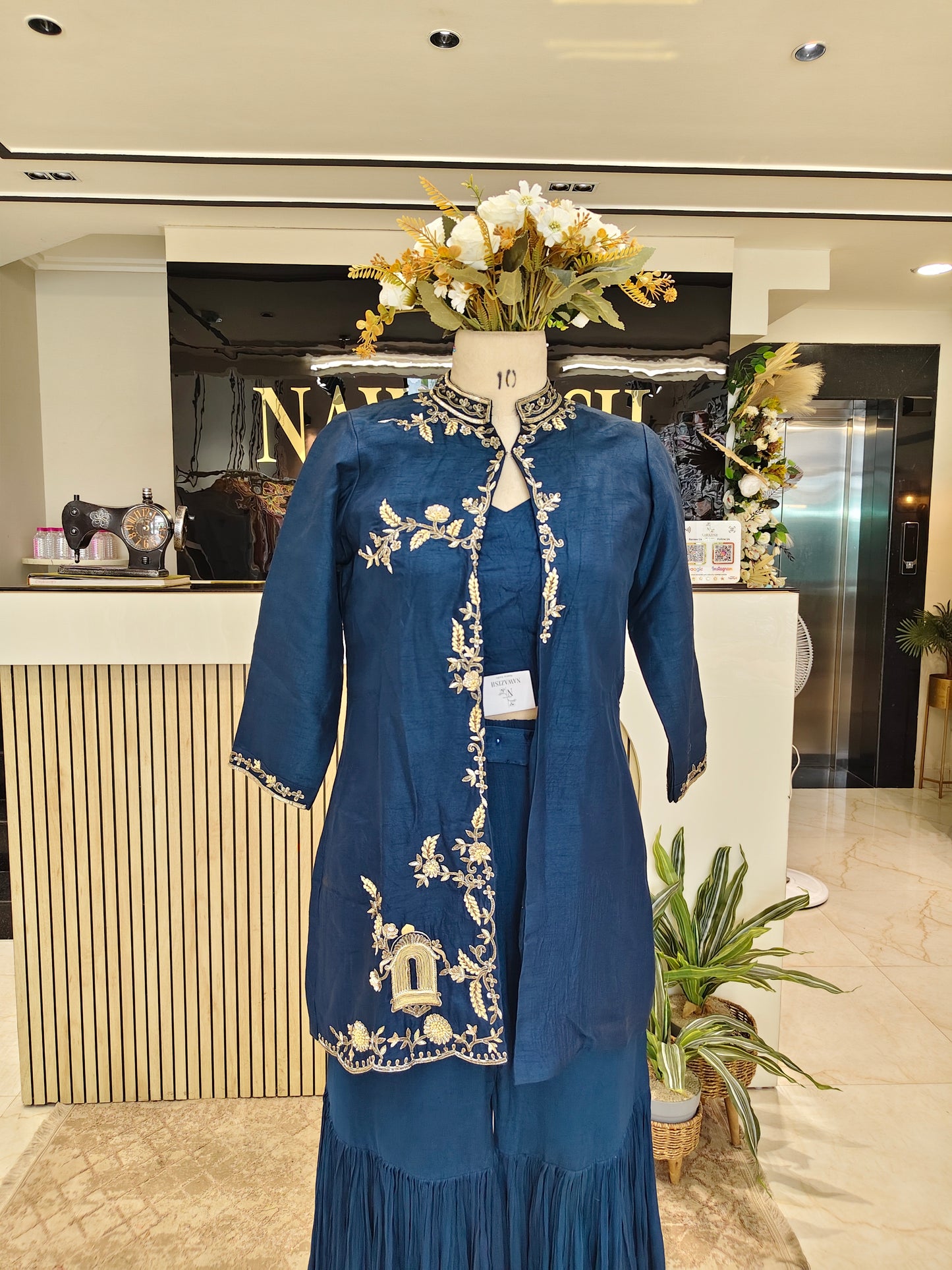 Navy Blue Sharara Set