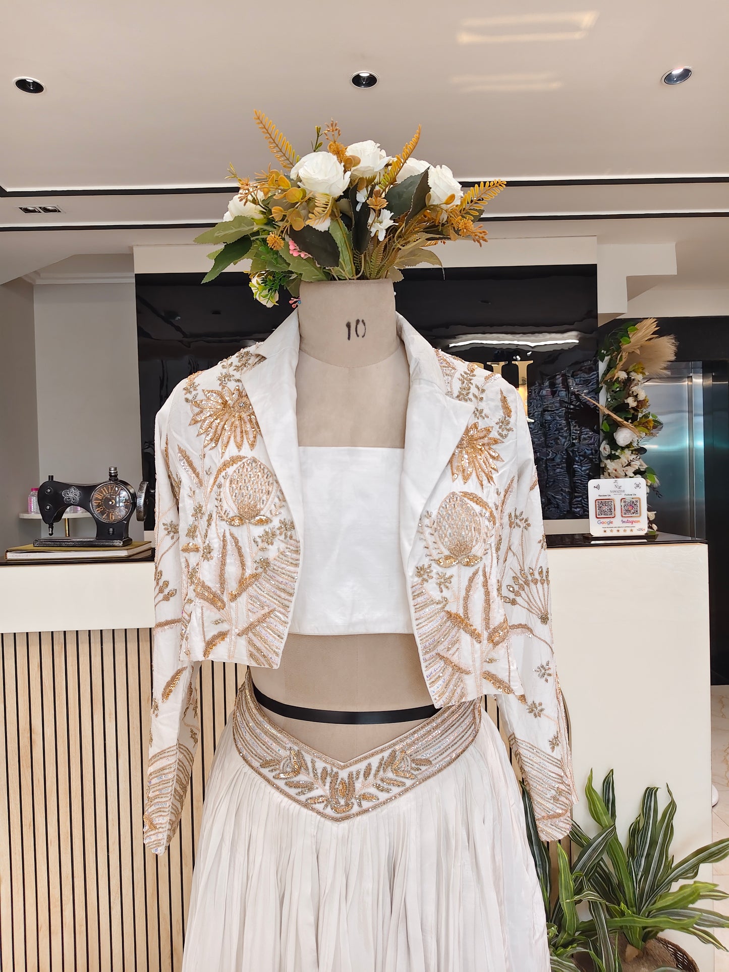 White Indo Western Skirt Set