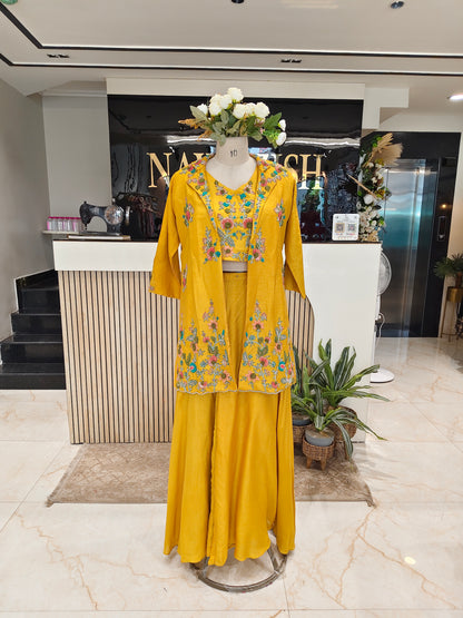 Mustard Long Blazer Sharara Set