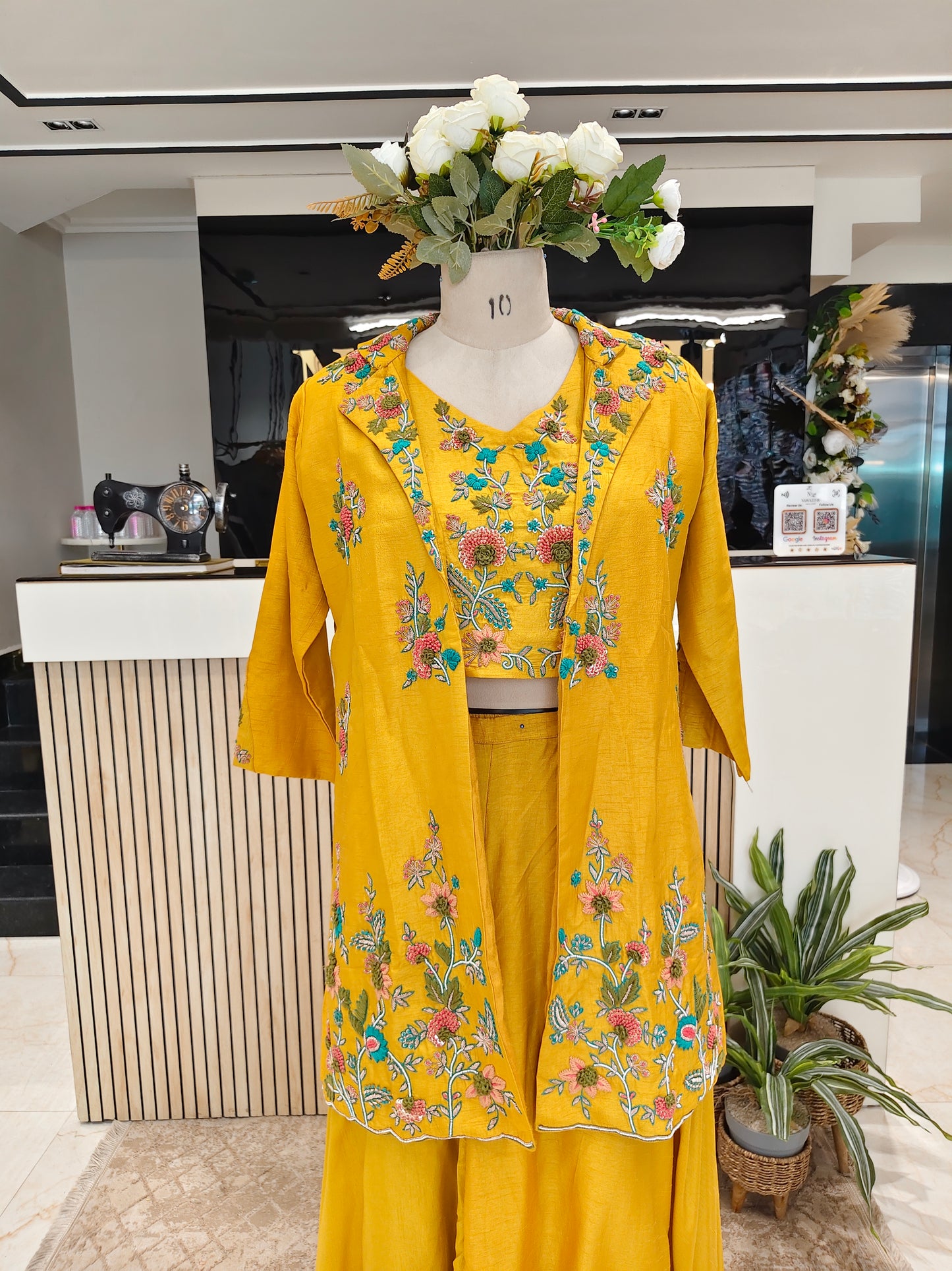 Mustard Long Blazer Sharara Set