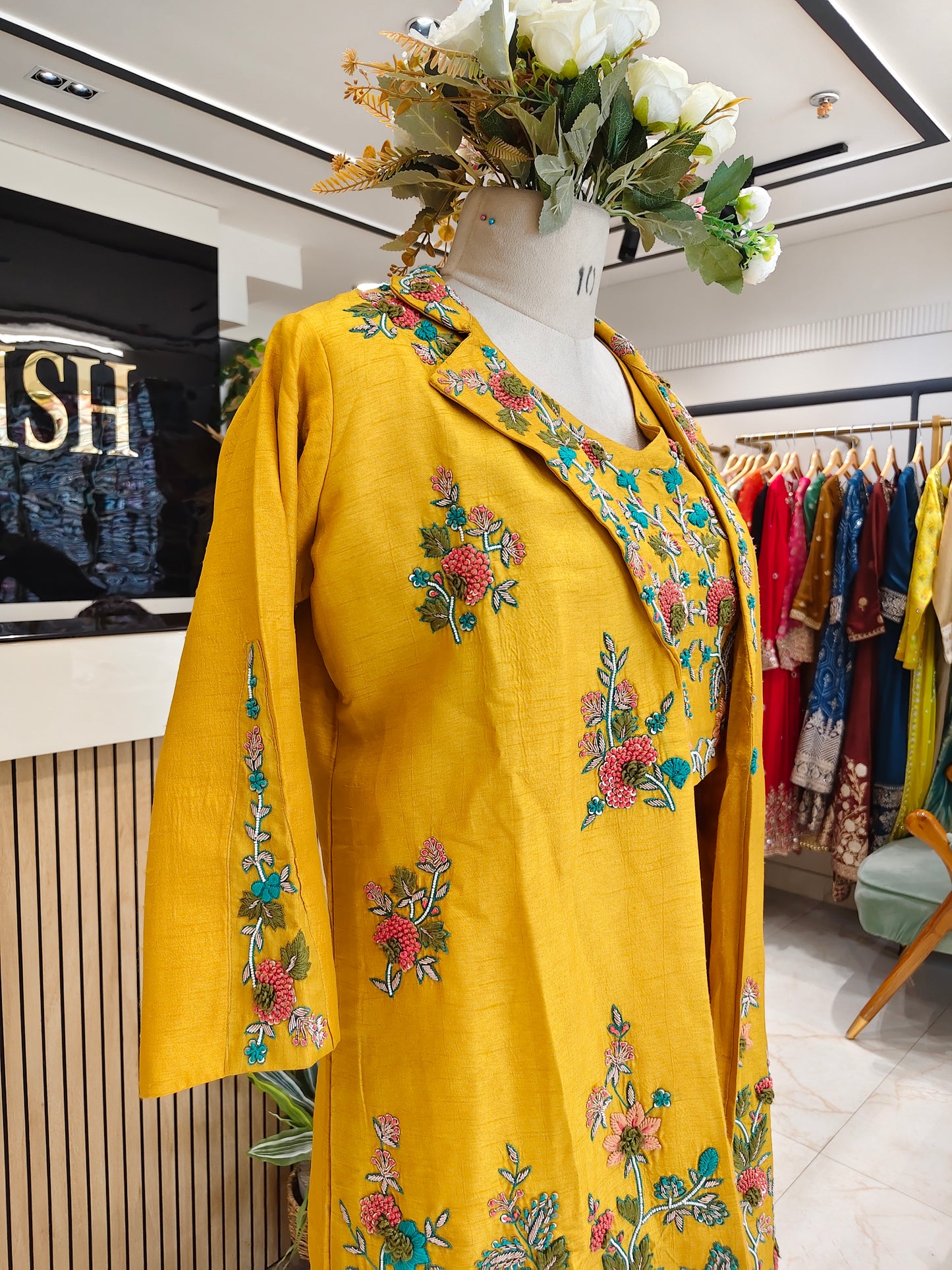 Mustard Long Blazer Sharara Set