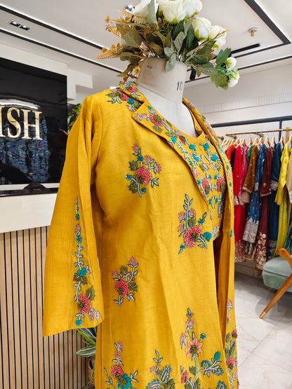 Mustard Long Blazer Sharara Set