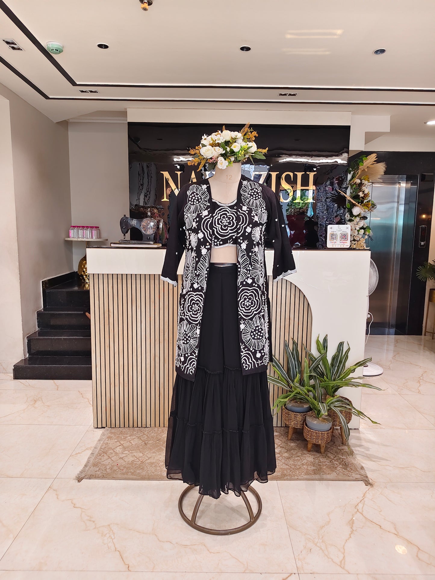 Black Garara Indo Western Set