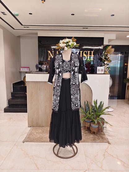 Black Garara Indo Western Set