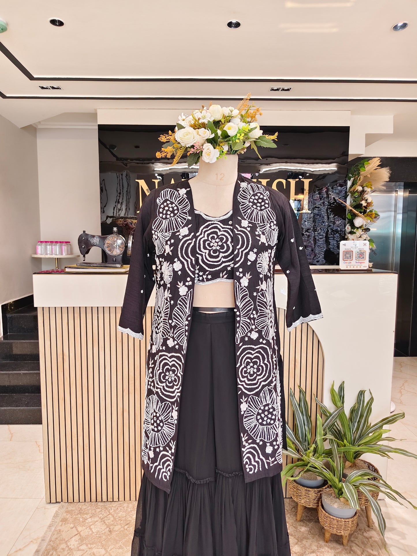 Black Garara Indo Western Set