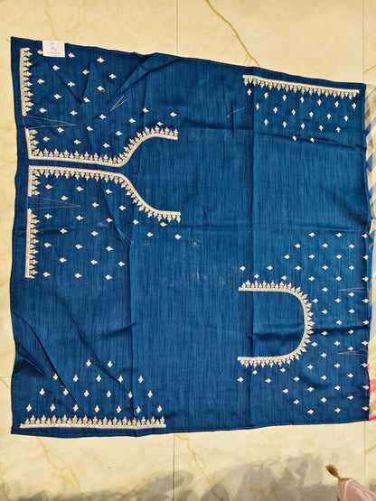 Blue Floral Organza Saree