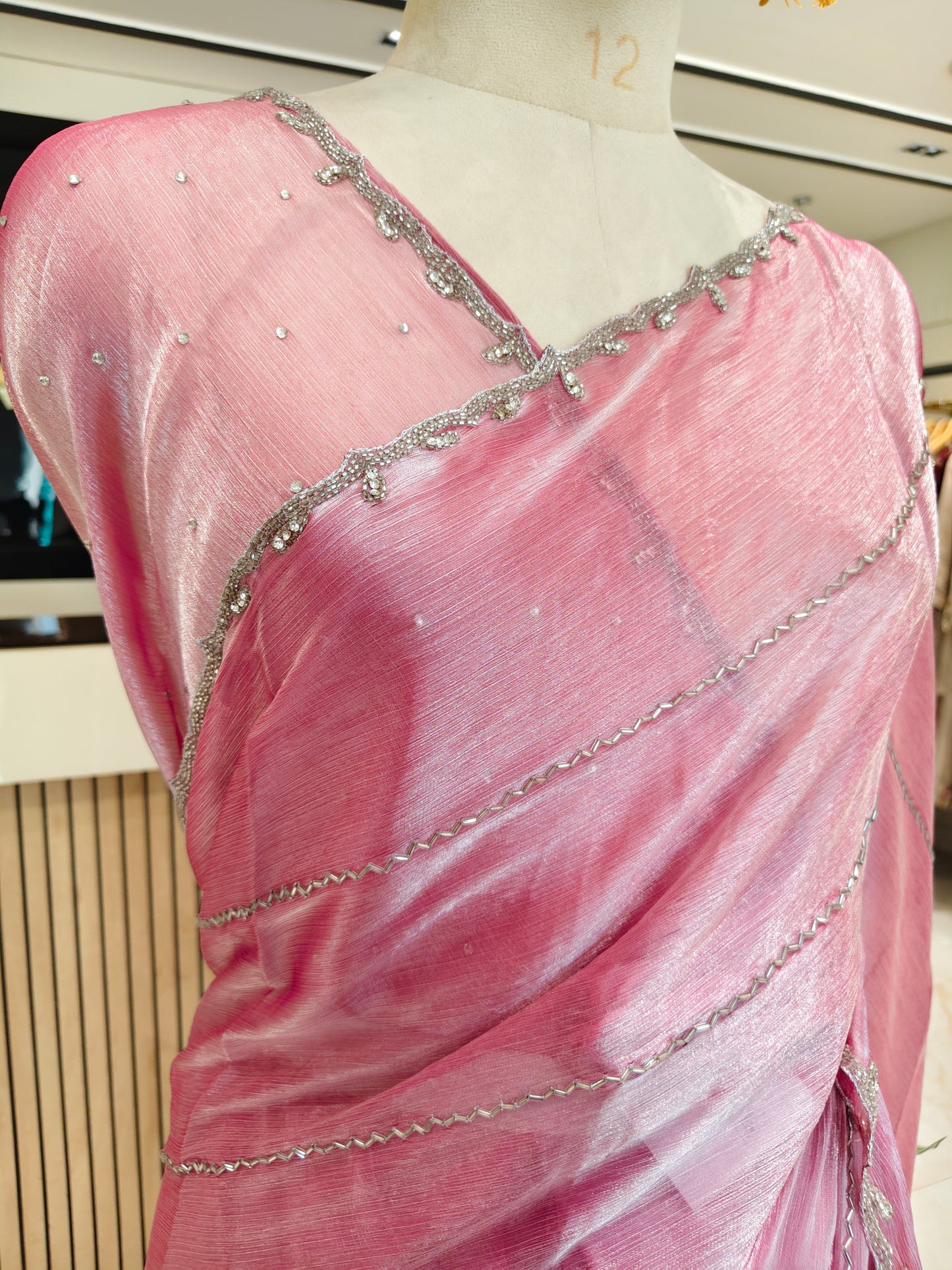 Onion Pink Tissue Saree