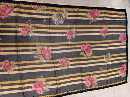Black Floral Georgette Saree