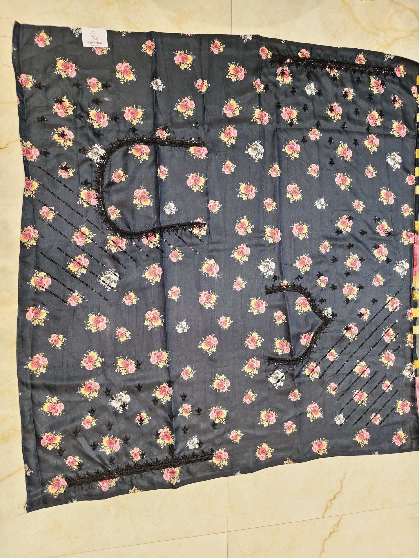 Black Floral Georgette Saree