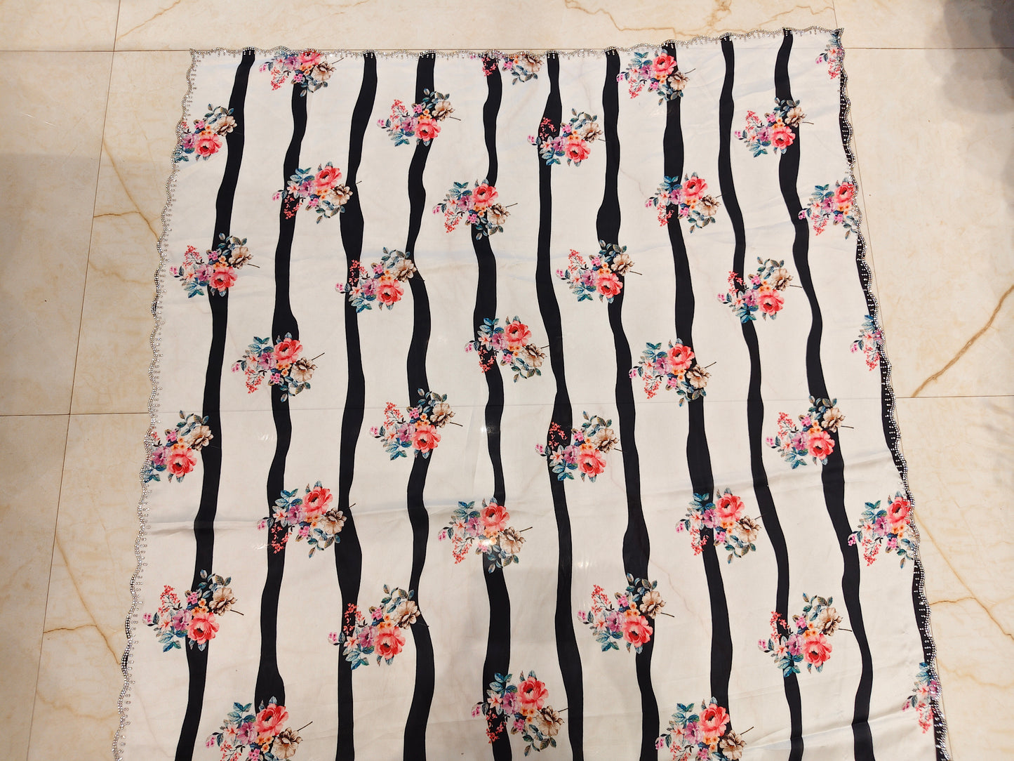 White Digital Print Saree