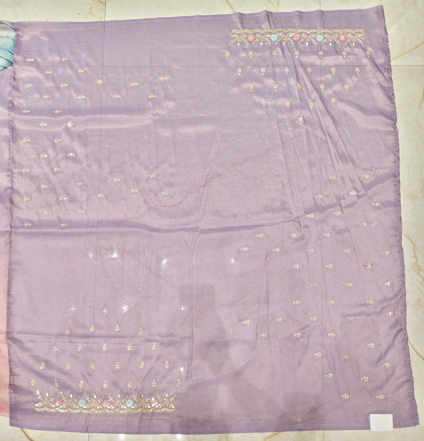 Lavender Floral Tissue Saree