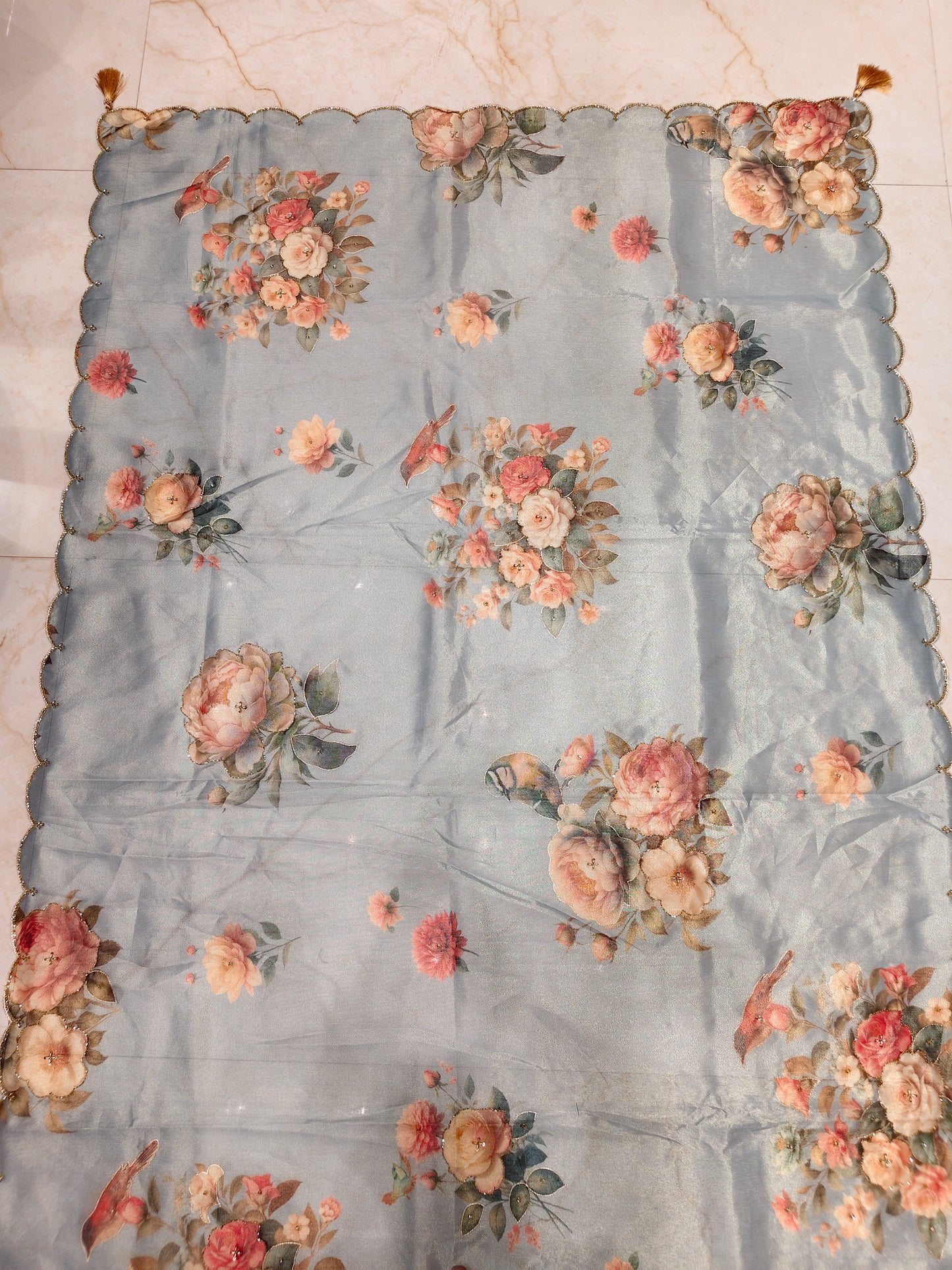 Powder Blue Motif Saree