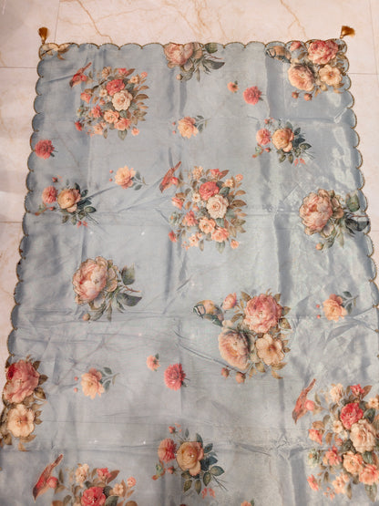Powder Blue Motif Saree