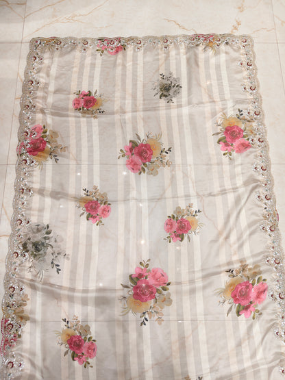 Beige Dori Work Saree
