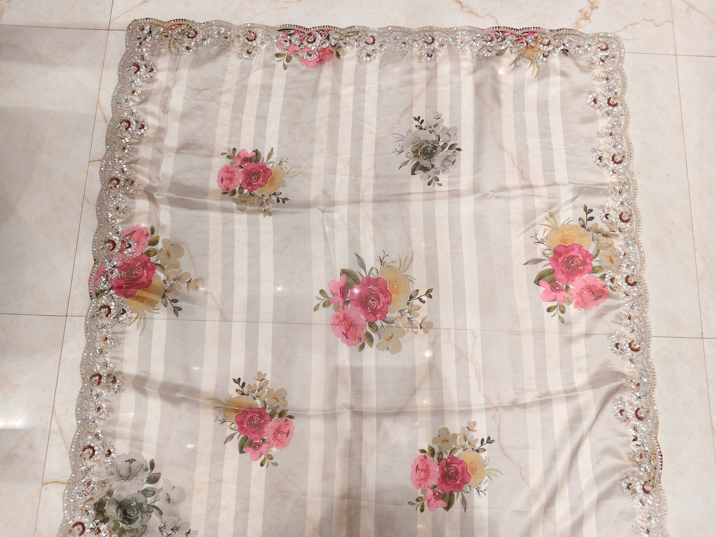 Beige Dori Work Saree