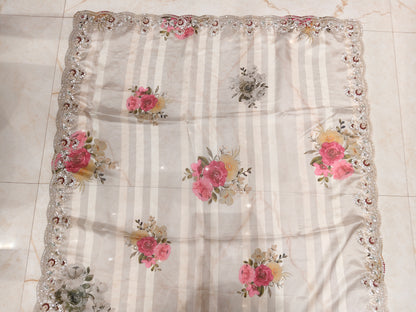 Beige Dori Work Saree