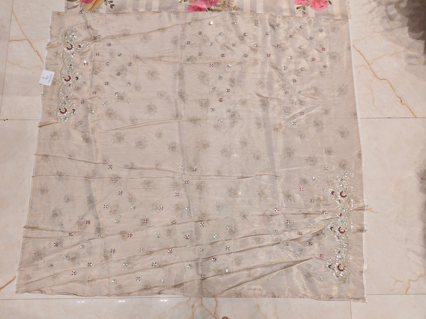 Beige Dori Work Saree