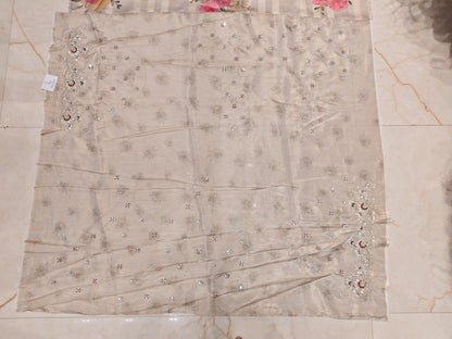 Beige Dori Work Saree