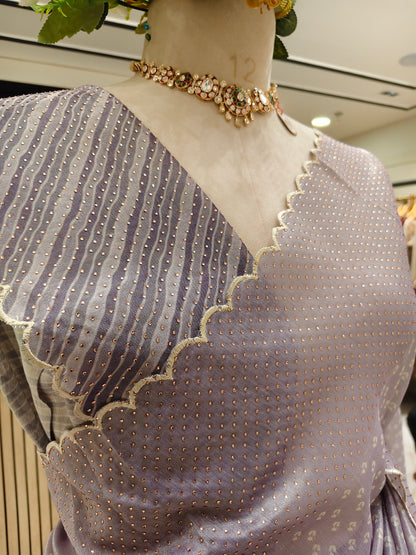 Lavender Stone Work Saree