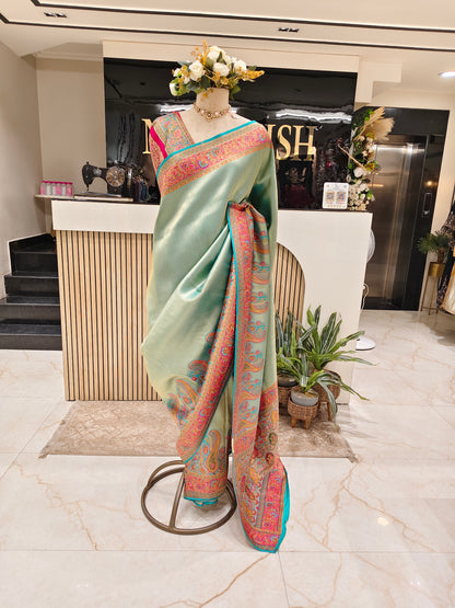 Teal Blue Tissue Saree
