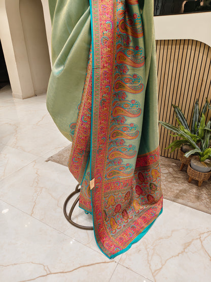 Teal Blue Tissue Saree