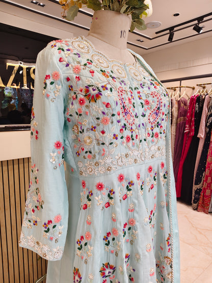 Sky Blue Palazzo Skirt Set
