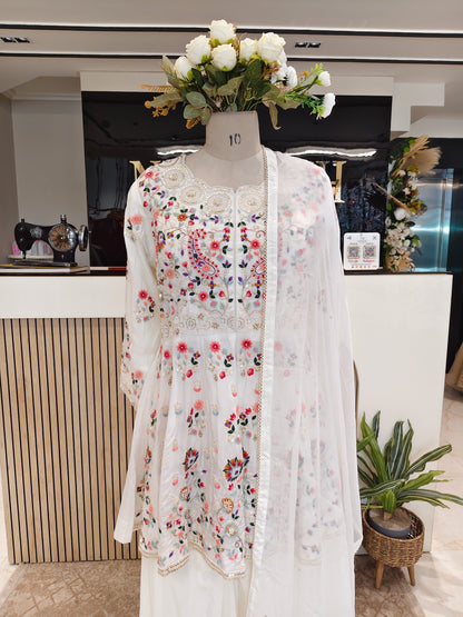 Off White Palazzo Skirt Set