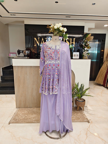Lavender Palazzo Skirt Set