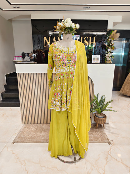 Neon Anarkali Palazzo Set