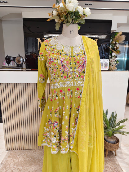 Neon Anarkali Palazzo Set