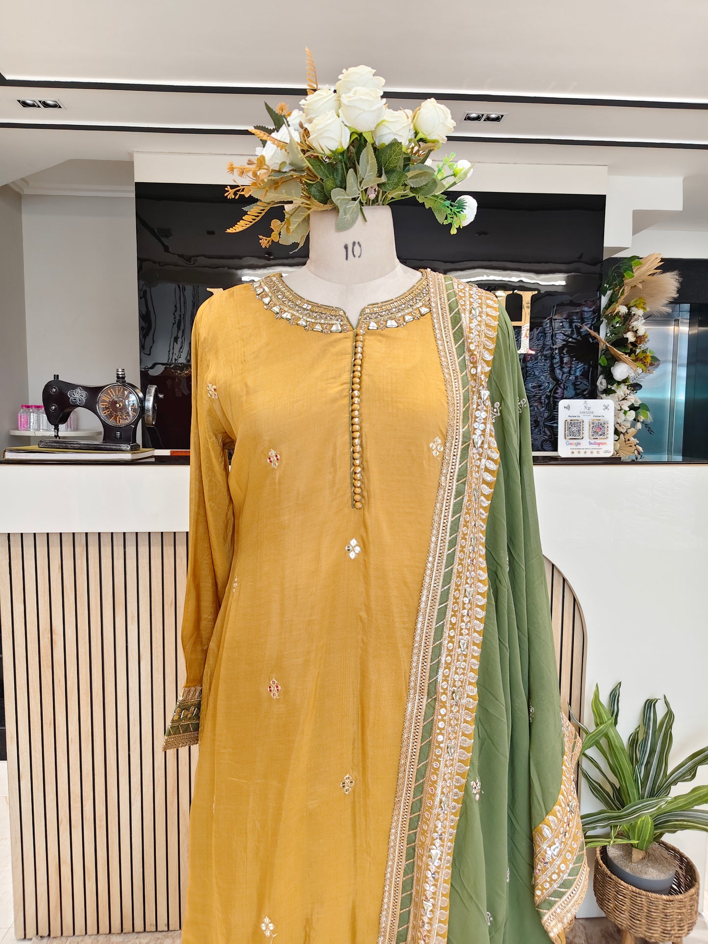 Yellow Sharara Anarkali Set