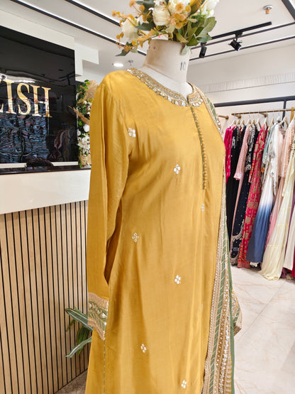 Yellow Sharara Anarkali Set