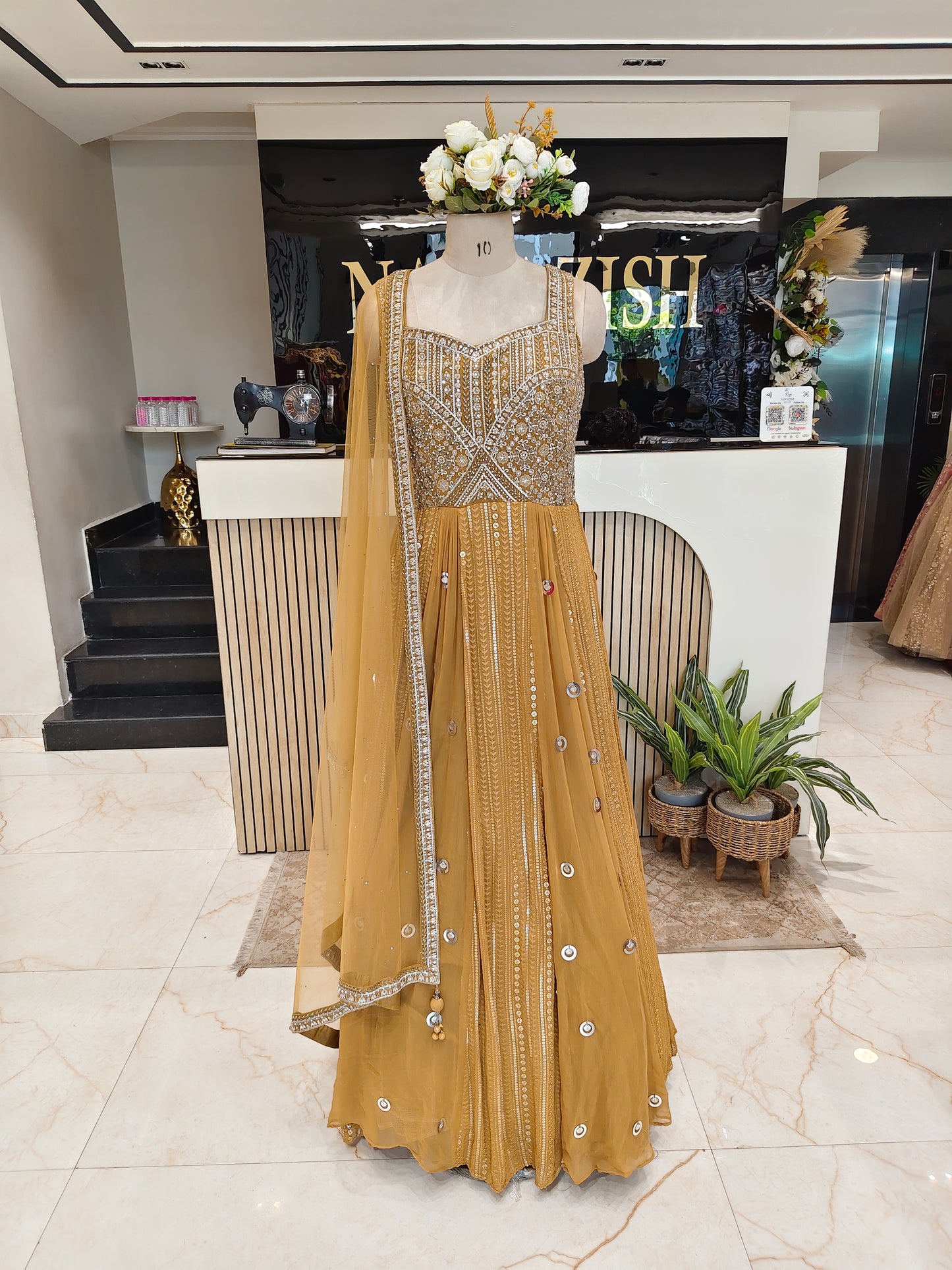 Mustard Georgette Anarkali