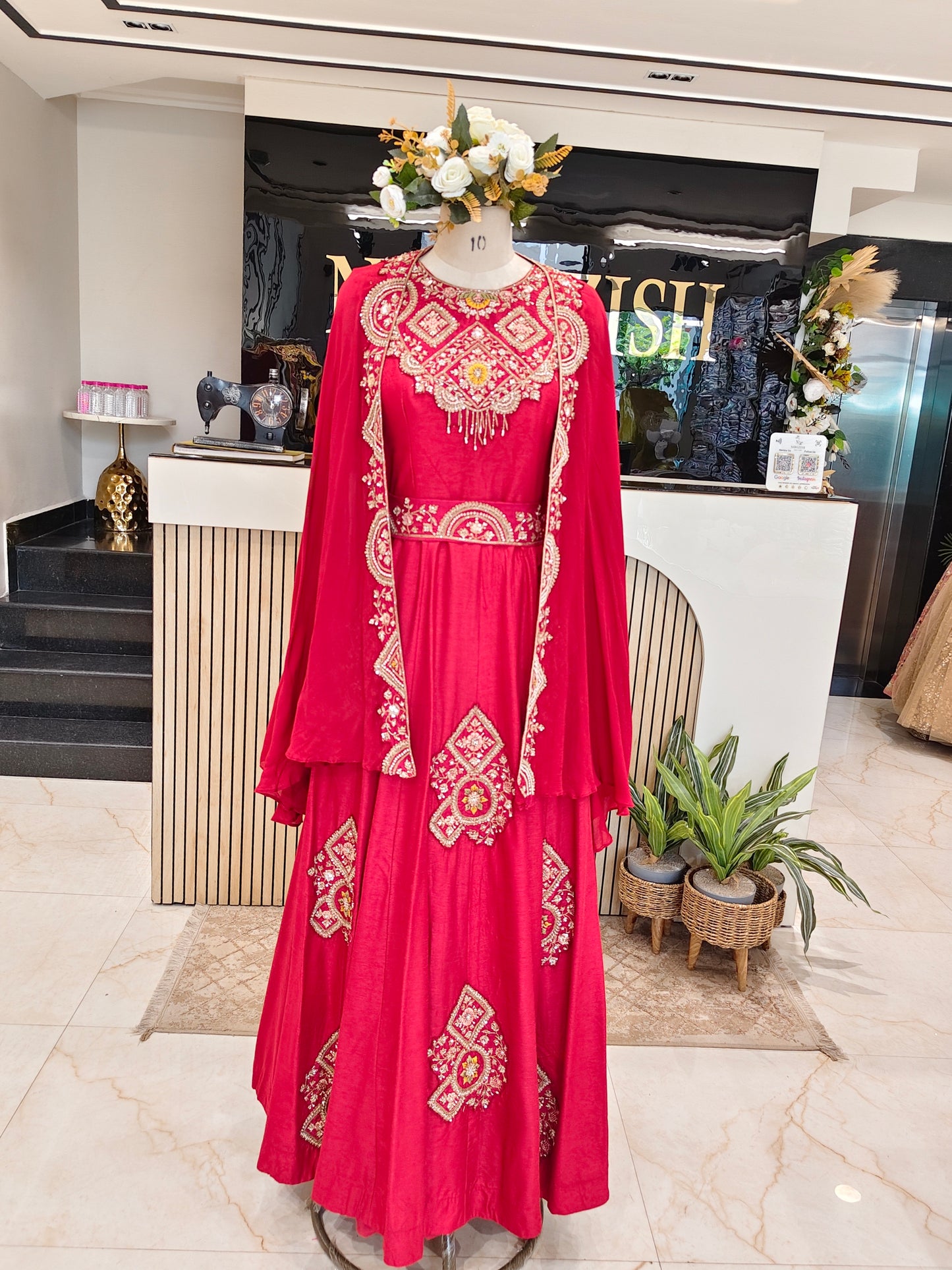 Maroon Shrug Anarkali