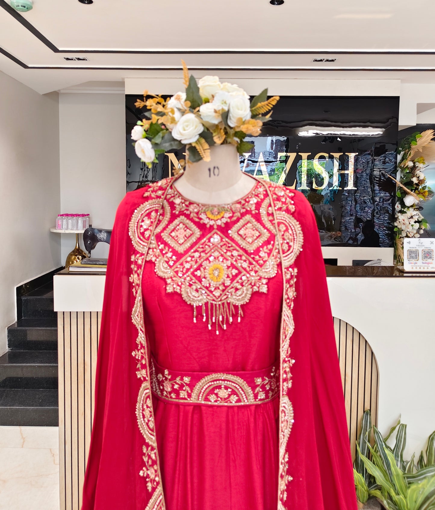 Maroon Shrug Anarkali