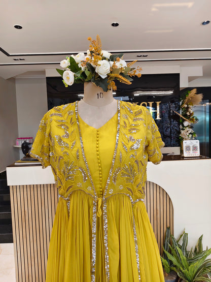 Neon Green Shrug Anarkali