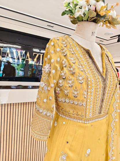 Mustard Organza Anarkali